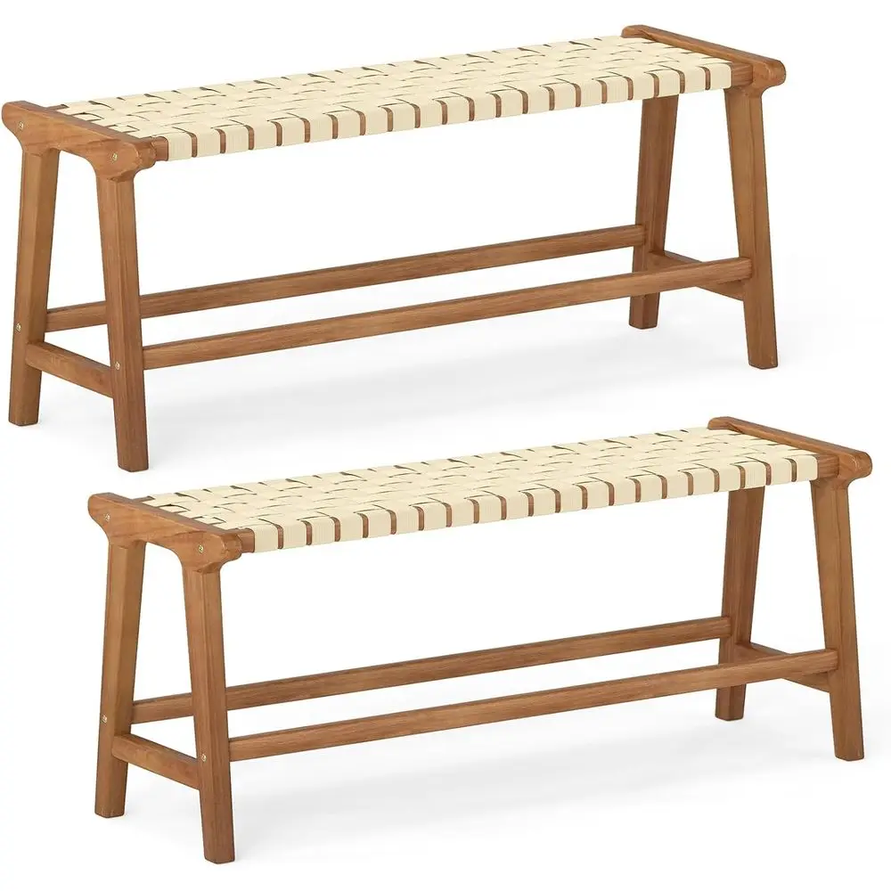Natural Teak Patio Bench with Woven Seat, Outdoor & Indoor Use, Suitable for Deck, Backyard, and Entryway
Natural Teak Patio Bench with Woven Seat, Outdoor & Indoor Use, Suitable for Deck, Backyard, and Entryway
