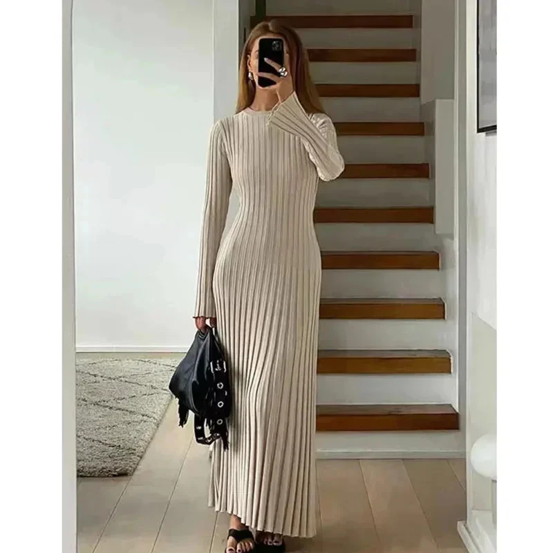 Elegant Knitted Long Sleeve Maxi Dress Women Crochet Slim Fit Solid Lace Up Midi Dress 2024 Autumn Party High Street Lady Robes
Elegant Knitted Long Sleeve Maxi Dress Women Crochet Slim Fit Solid Lace Up Midi Dress 2024 Autumn Party High Street Lady Robes