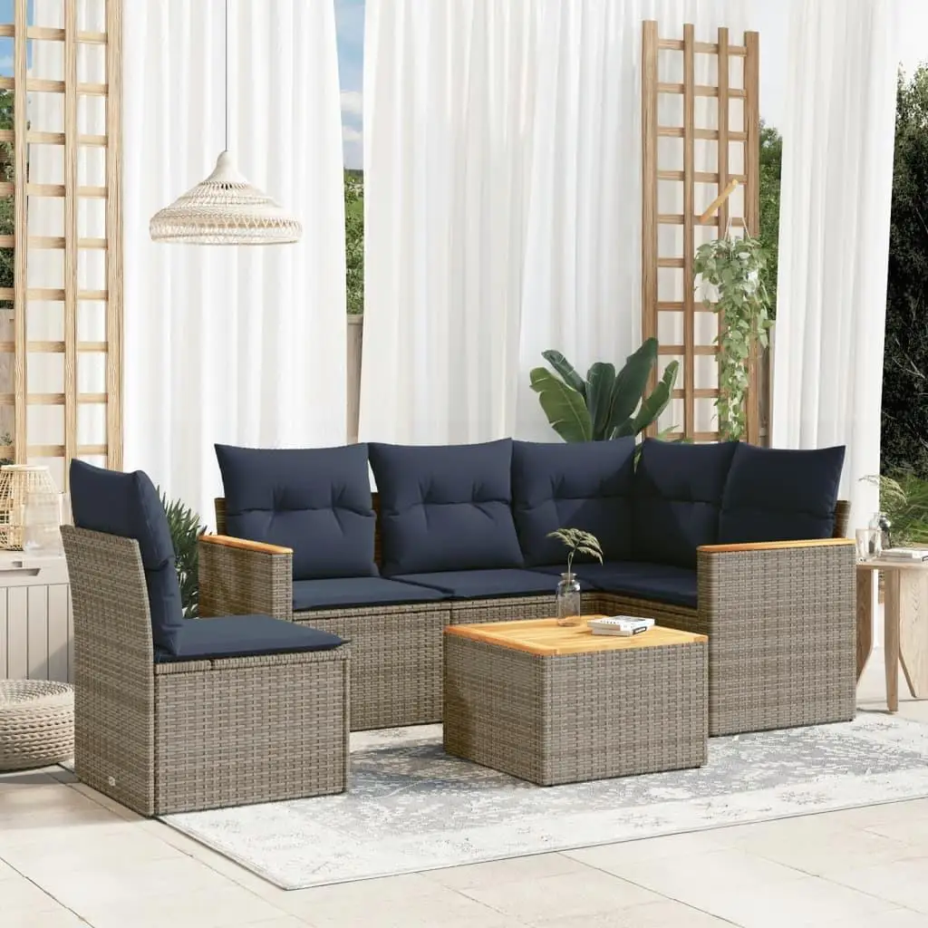 6 Piece Outdoor Sofa Set with Cushions Gray Rattan Furniture for Patio Garden Balcony
6 Piece Outdoor Sofa Set with Cushions Gray Rattan Furniture for Patio Garden Balcony