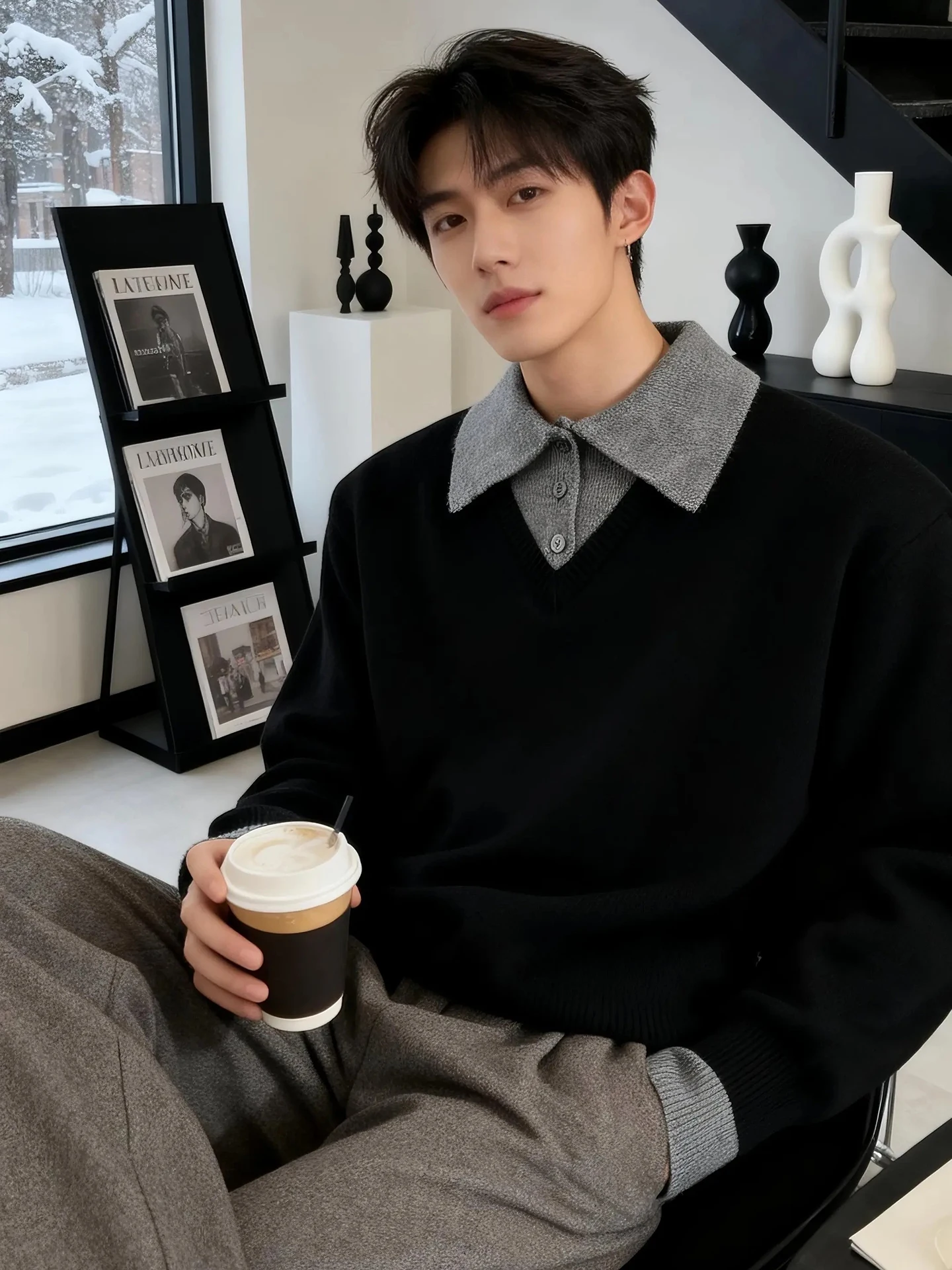 Мужской зимний теплый повседневный вязаный свитер с воротником-стойкой, имитация двухслойности, удобный крой
Мужской зимний теплый повседневный вязаный свитер с воротником-стойкой, имитация двухслойности, удобный крой