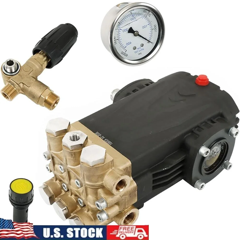 3500 PSI Pressure Washer Pump Triplex 5.6 GPM Horizontal Brass Electric Shaft High Efficiency Durability Indoor Outdoor Cleaning
3500 PSI Pressure Washer Pump Triplex 5.6 GPM Horizontal Brass Electric Shaft High Efficiency Durability Indoor Outdoor Cleaning