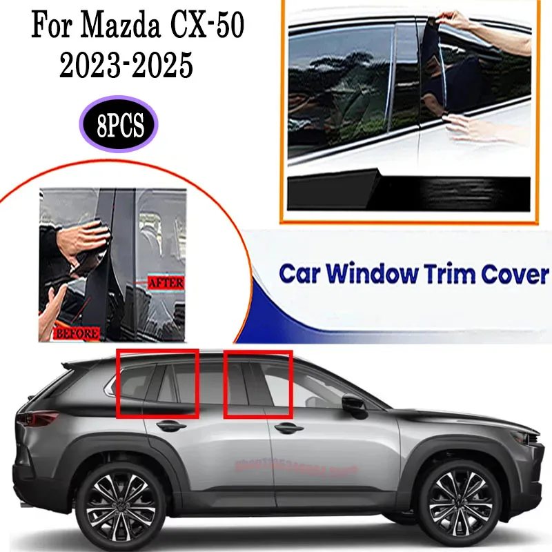 8Pcs High Gloss Black Carbon Fiber Window Pillar Post Cover For Mazda CX-50 2023-2025 Protective Trim OE Style Set
8Pcs High Gloss Black Carbon Fiber Window Pillar Post Cover For Mazda CX-50 2023-2025 Protective Trim OE Style Set