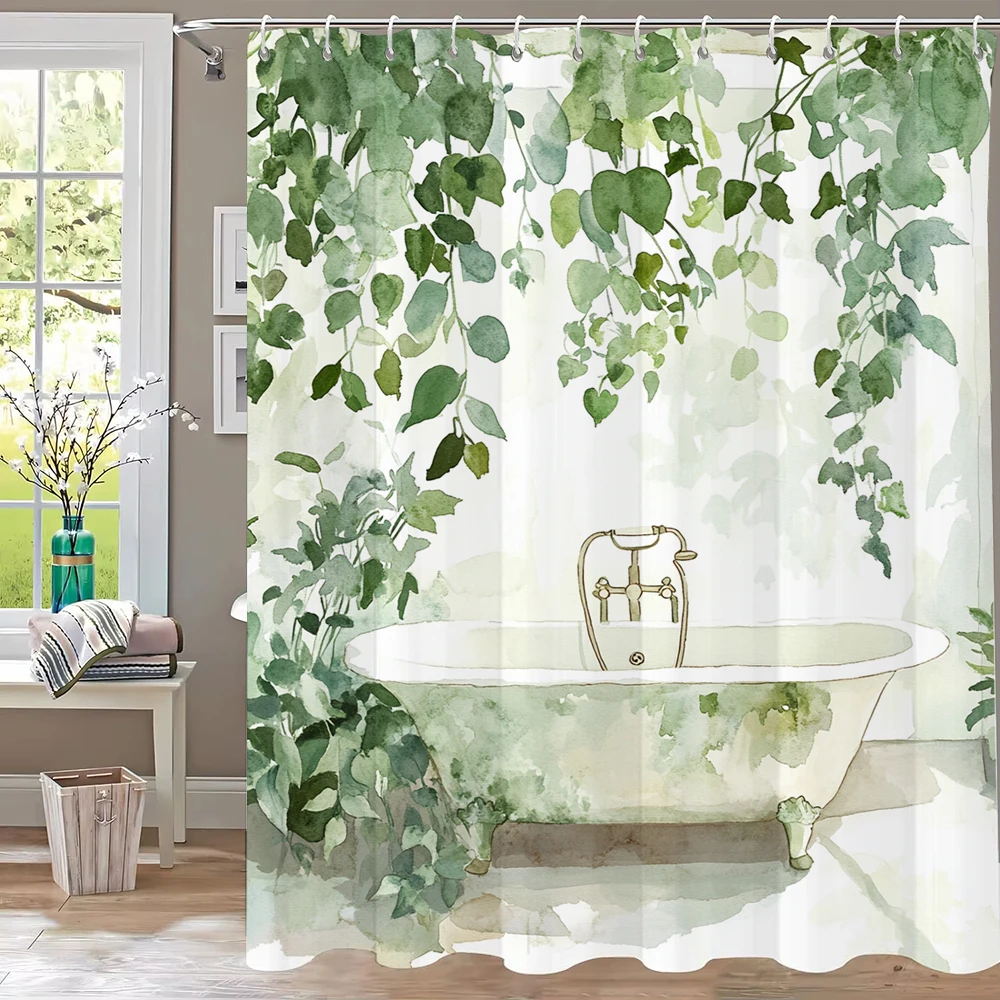 Fresh Green Leaves and Bathtub Shower Curtain,Nordic Plant style Polyester Fabric Bathroom Curtains for Home Decoration Curtain
Fresh Green Leaves and Bathtub Shower Curtain,Nordic Plant style Polyester Fabric Bathroom Curtains for Home Decoration Curtain