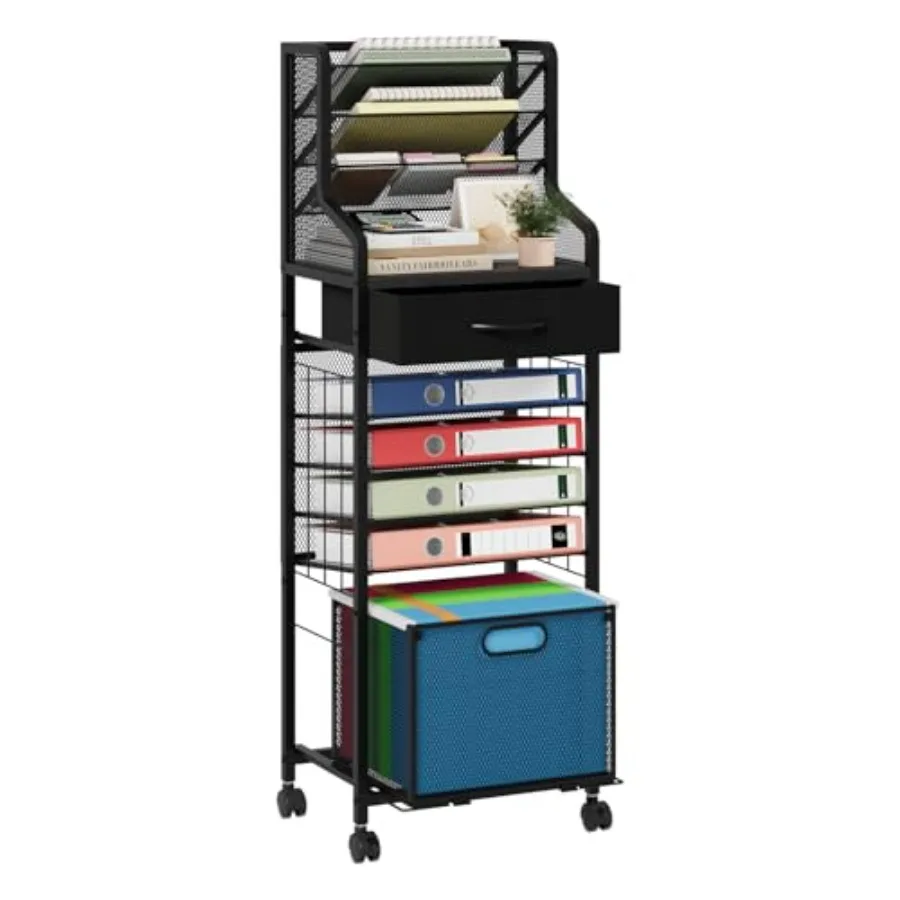 10-Tier Rolling File Cart - Mesh Paper Organizer with Drawer and Hanging File Folders on Lockable Wheels Rolling File Cabinet f
10-Tier Rolling File Cart - Mesh Paper Organizer with Drawer and Hanging File Folders on Lockable Wheels Rolling File Cabinet f