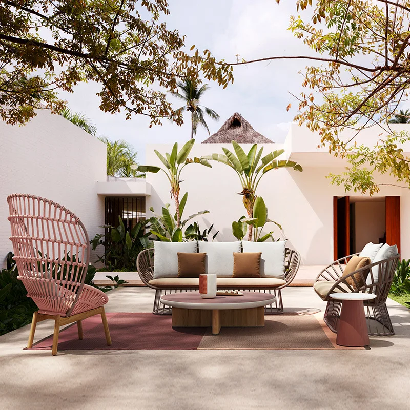 Villa balcony leisure rattan chair three-piece set B & B hotel aluminum alloy tables and chairs
Villa balcony leisure rattan chair three-piece set B & B hotel aluminum alloy tables and chairs