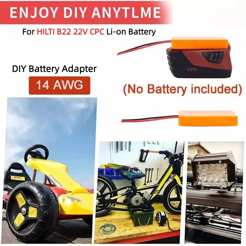 DIY Battery Adapter for HILTI B22 22V CPC Battery Dock Power Connector 12 Gauge Robotics or Power Wheels Upgrade(NO Battery)
DIY Battery Adapter for HILTI B22 22V CPC Battery Dock Power Connector 12 Gauge Robotics or Power Wheels Upgrade(NO Battery)