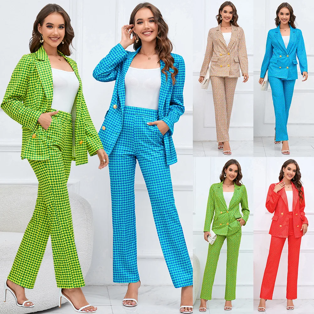 Double Breasted Suit for Women, Houndstooth Suits, Blazer, Slim Fit, Straight Trousers, Temperament Office Sets, Autumn and Wint
Double Breasted Suit for Women, Houndstooth Suits, Blazer, Slim Fit, Straight Trousers, Temperament Office Sets, Autumn and Wint