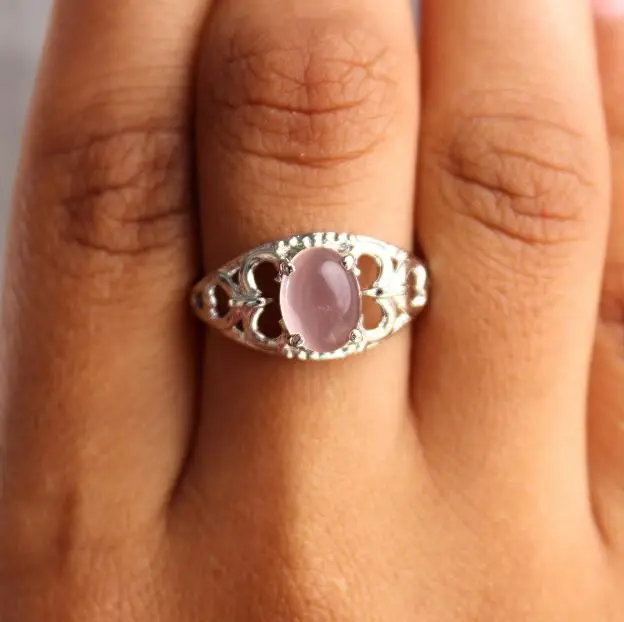 Handmade 925 Sterling Silver Rose Quartz Oval Ring Stainless Steel Jewelry with Pyroxene Diamonds Birthday Engagement Wedding
Handmade 925 Sterling Silver Rose Quartz Oval Ring Stainless Steel Jewelry with Pyroxene Diamonds Birthday Engagement Wedding