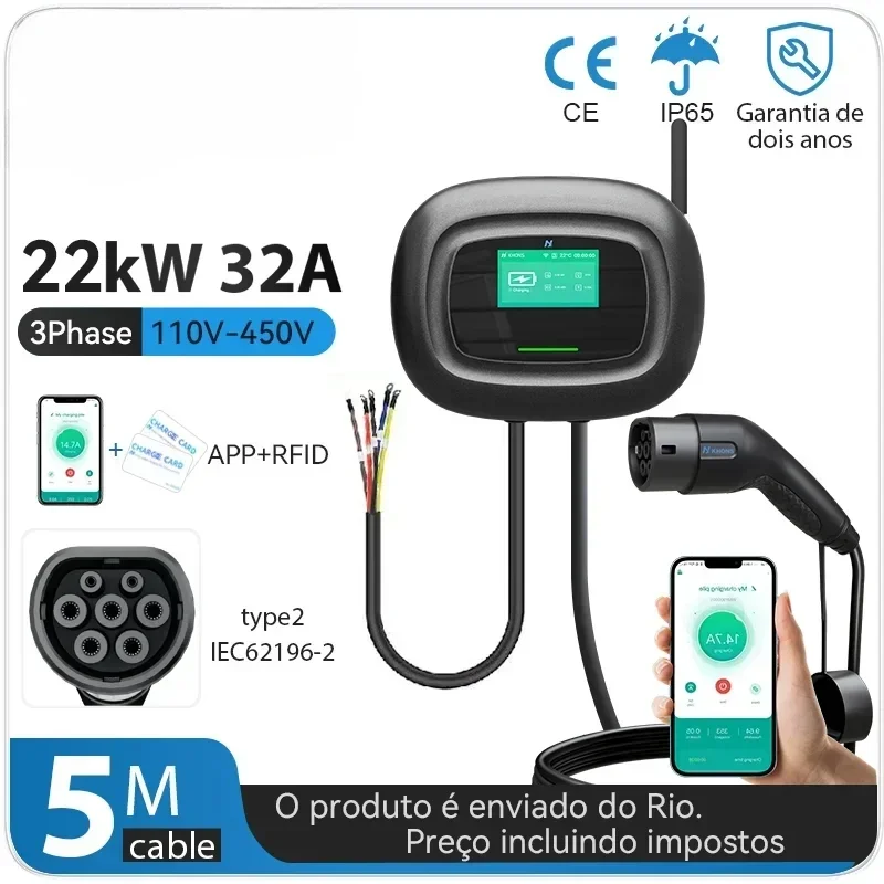 Khons EV Wallbox Type2 32A Electric Car Charger 7kw 22kw Electric Vehicle Charging Station EVSE 5M Cable For BYD Tesl
Khons EV Wallbox Type2 32A Electric Car Charger 7kw 22kw Electric Vehicle Charging Station EVSE 5M Cable For BYD Tesl