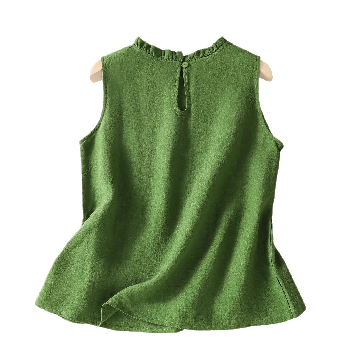 Summer classic cute style earlobe lace neckline retro grass green solid color comfortable women's plus size thin vest
Summer classic cute style earlobe lace neckline retro grass green solid color comfortable women's plus size thin vest