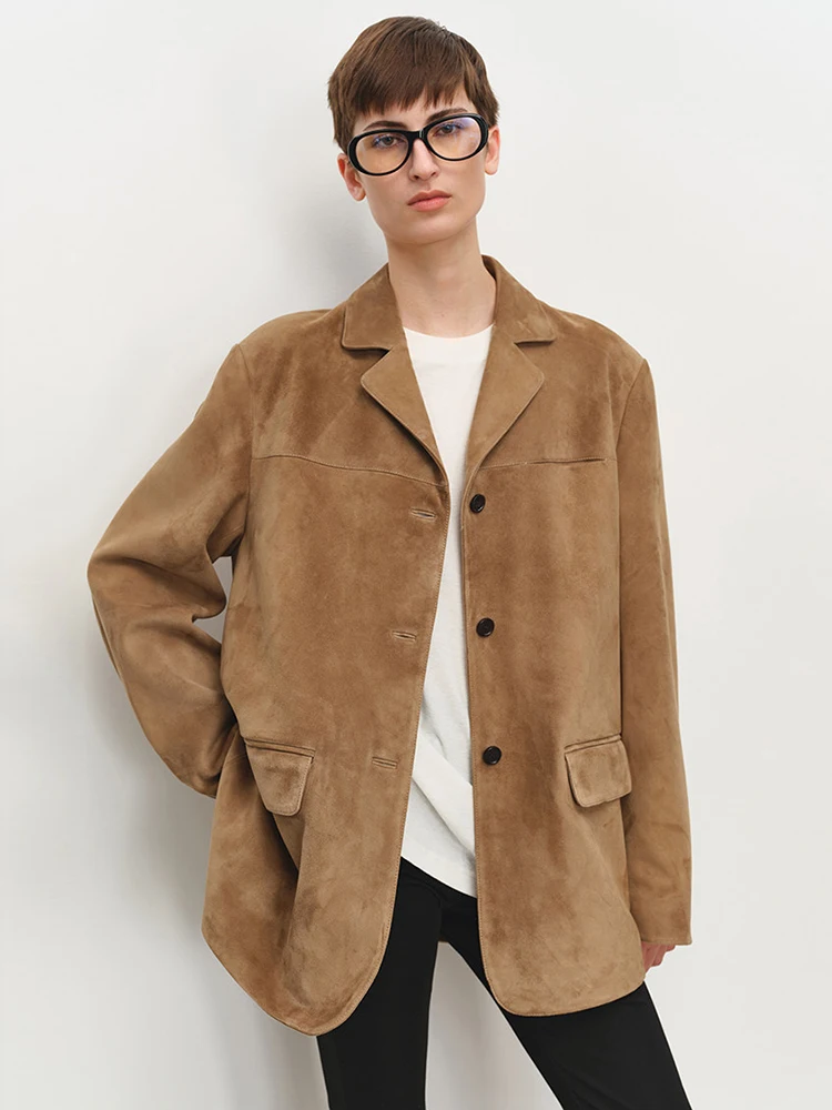 Classic Genuine Leather Blazer Jackets for Women Spring Autumn High-end Simple Vintage Loose Solid Real Sheepskin Suede Coat
Classic Genuine Leather Blazer Jackets for Women Spring Autumn High-end Simple Vintage Loose Solid Real Sheepskin Suede Coat