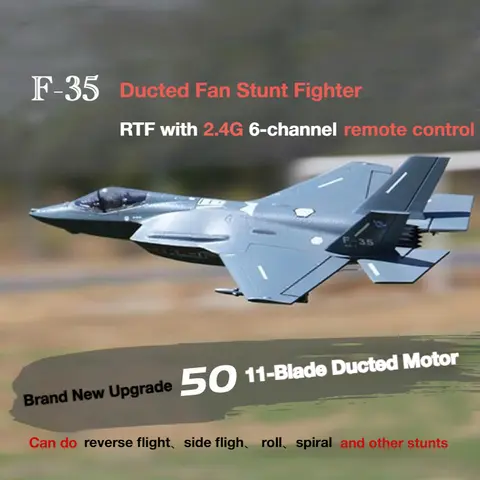 F35 V2 50mm Ducted 6CH Aircraft Aerobatic Model Fixed-Wing Jet Remote Control Fighter EPO Material RC Model Outdoor Version F-35