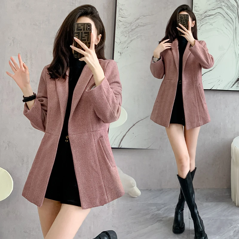 Pink Plaid Suit Jacket Women's Autumn and Winter New High-end Sense Retro Slim-fit Woolen Casual Suit Office Lady Elegant Coat
Pink Plaid Suit Jacket Women's Autumn and Winter New High-end Sense Retro Slim-fit Woolen Casual Suit Office Lady Elegant Coat