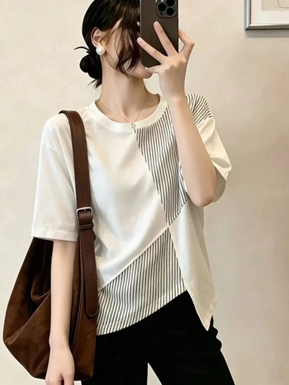 plus Size Short Sleeve T-Shirt Women's Summer New Asymmetrical Splicing Design Slimming Top Casual Style Polyester Fiber
plus Size Short Sleeve T-Shirt Women's Summer New Asymmetrical Splicing Design Slimming Top Casual Style Polyester Fiber