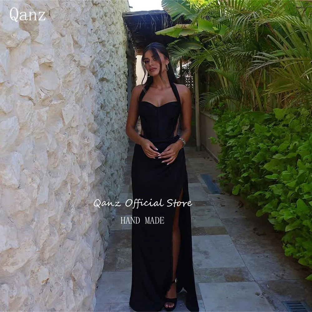 Qanz Black Halter Prom Dresses High Leg Slit Satin Sexy Corset Robes De Soirée Mermaid Evening Dresses Woman Elegant Customized
Qanz Black Halter Prom Dresses High Leg Slit Satin Sexy Corset Robes De Soirée Mermaid Evening Dresses Woman Elegant Customized