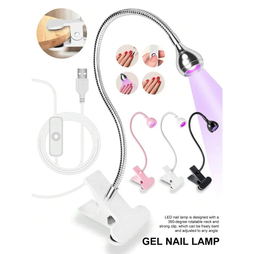 UV Nail Lamp, Goose Neck UV Light for Gel Manicure, Curing Lamp with Clip, Portable LED for Home DIY Salon, Black White Pink
UV Nail Lamp, Goose Neck UV Light for Gel Manicure, Curing Lamp with Clip, Portable LED for Home DIY Salon, Black White Pink