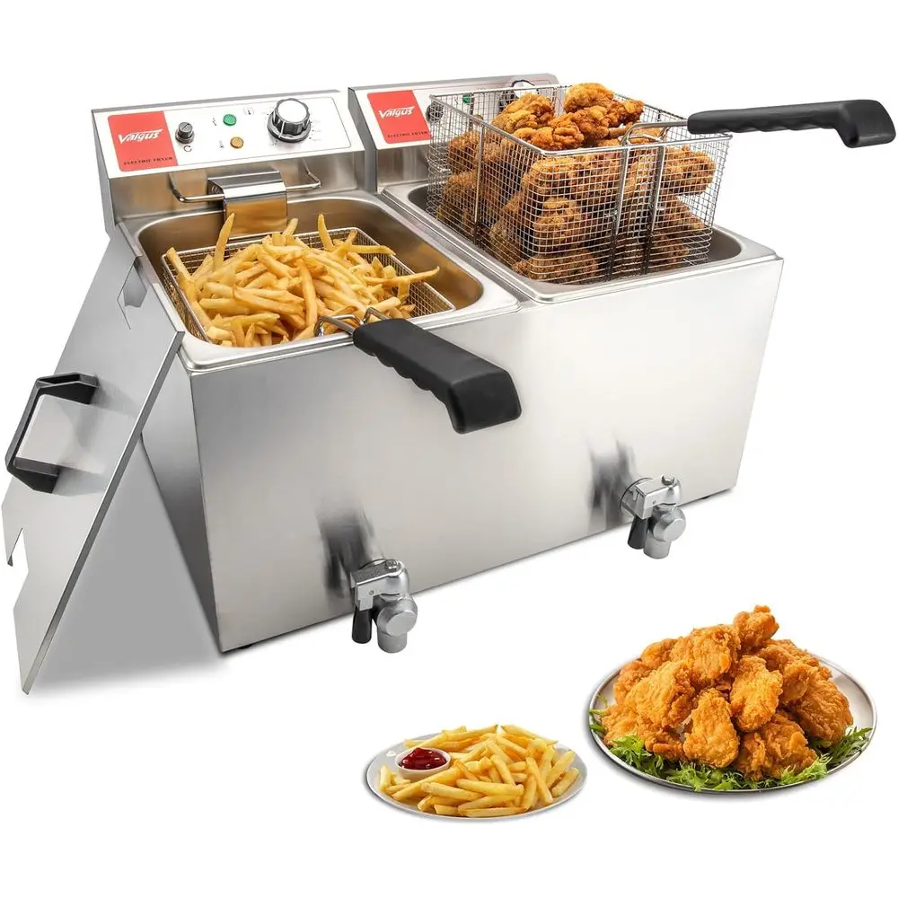 Dual Tanks Commercial Deep ryer Electric 1700W 120V 26L Large acity Stainluntertop Kitchen rying hine with Basket & Lid, Drain S
Dual Tanks Commercial Deep ryer Electric 1700W 120V 26L Large acity Stainluntertop Kitchen rying hine with Basket & Lid, Drain S