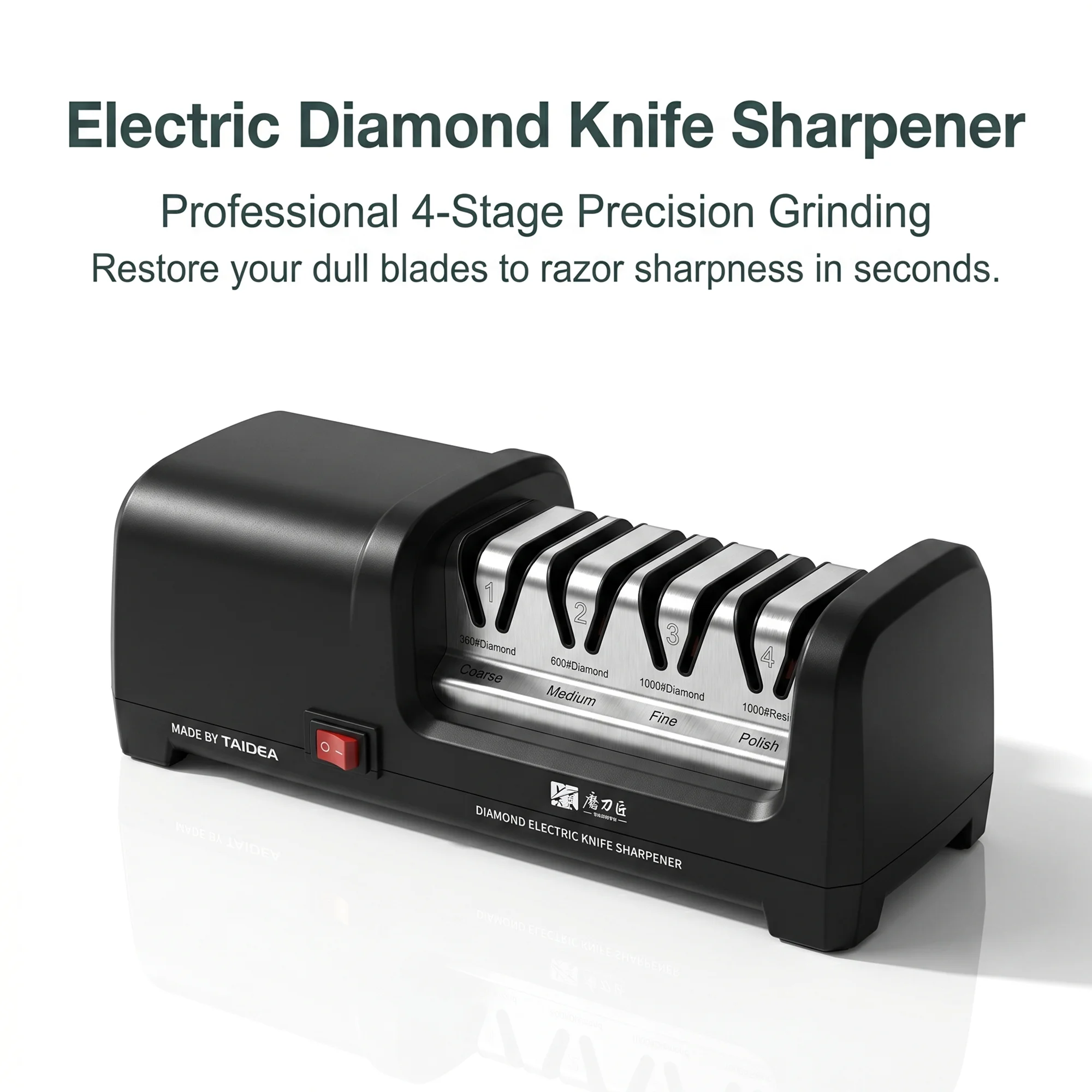 20-Degree Electric Knife Sharpener TG2102 – 4 Stages: Sharpening + Polishing for Kitchen Knives
20-Degree Electric Knife Sharpener TG2102 – 4 Stages: Sharpening + Polishing for Kitchen Knives