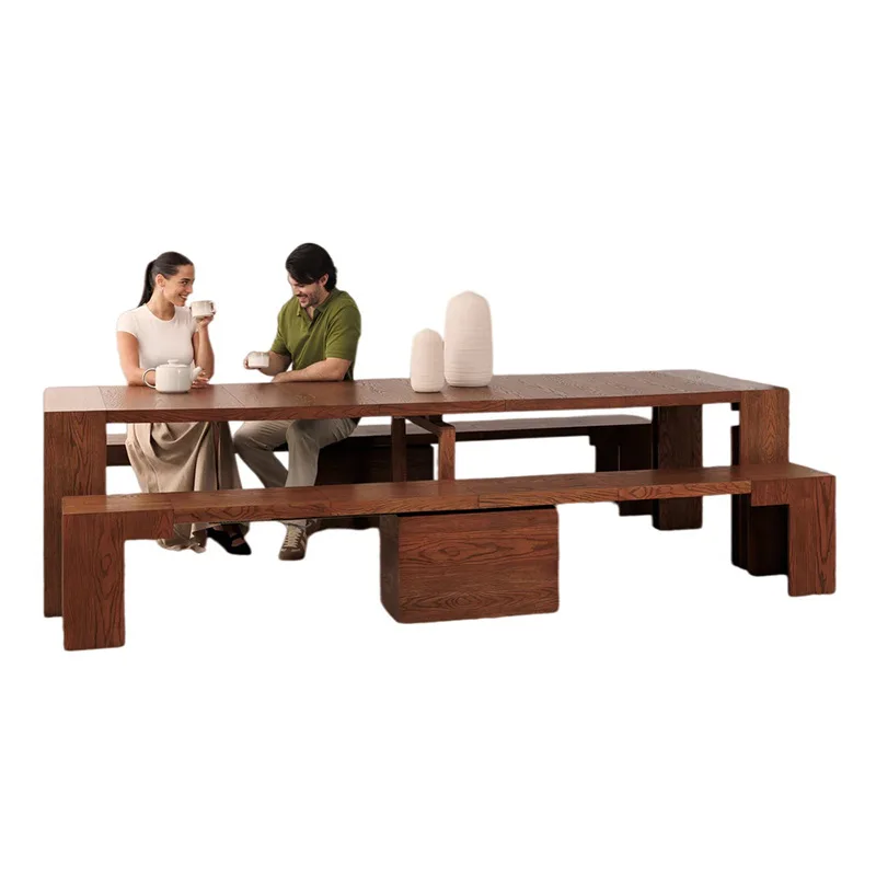 Pure solid wood deformation lengthened large long table retractable folding dining table
Pure solid wood deformation lengthened large long table retractable folding dining table
