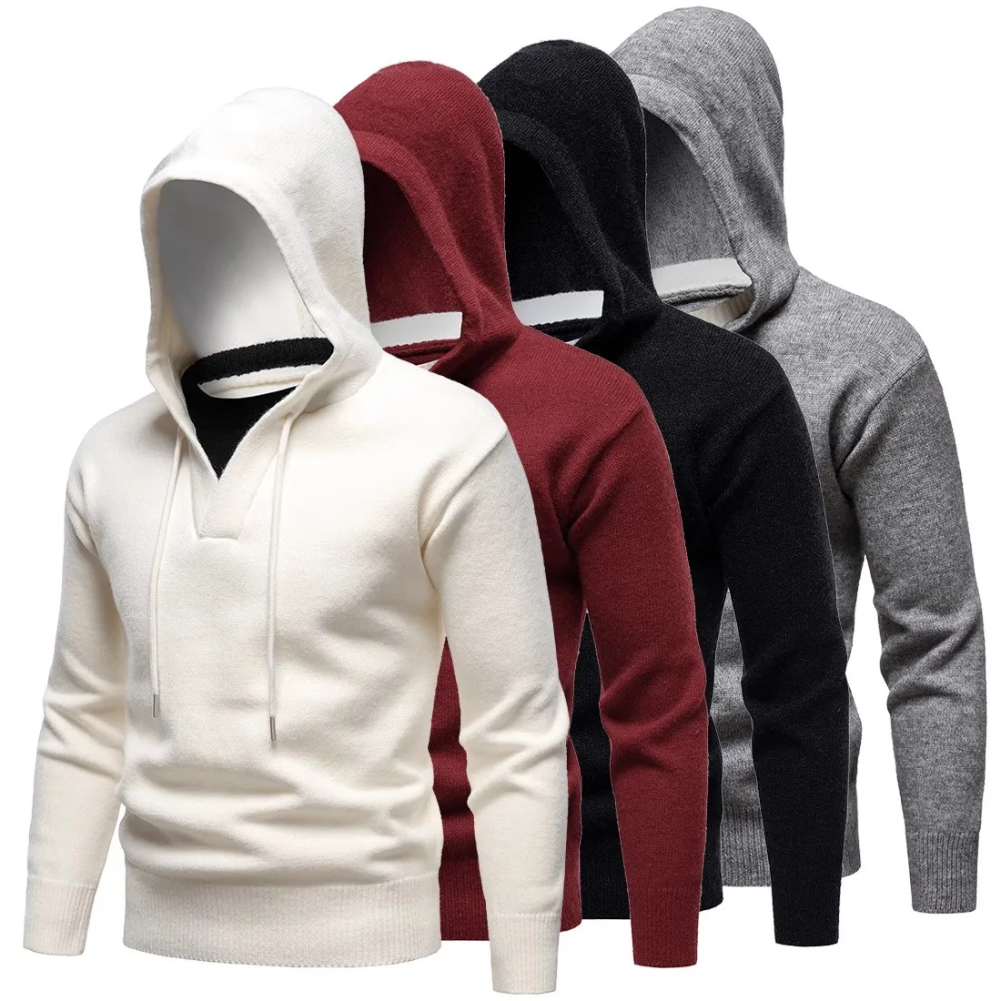 Hooded Knitted Sweater Men's Fake Two Piece Designer Vintage Warm Solid Color Pullovers Man Jersey Hombre Streetwear Clothing
Hooded Knitted Sweater Men's Fake Two Piece Designer Vintage Warm Solid Color Pullovers Man Jersey Hombre Streetwear Clothing