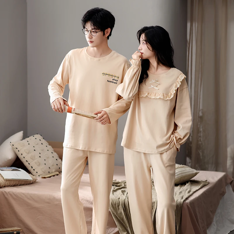 Spring and Autumn Couple Pajama Set 100% Cotton Long Sleeve Pyjamas Men and Women Solid Sleepwear
Spring and Autumn Couple Pajama Set 100% Cotton Long Sleeve Pyjamas Men and Women Solid Sleepwear