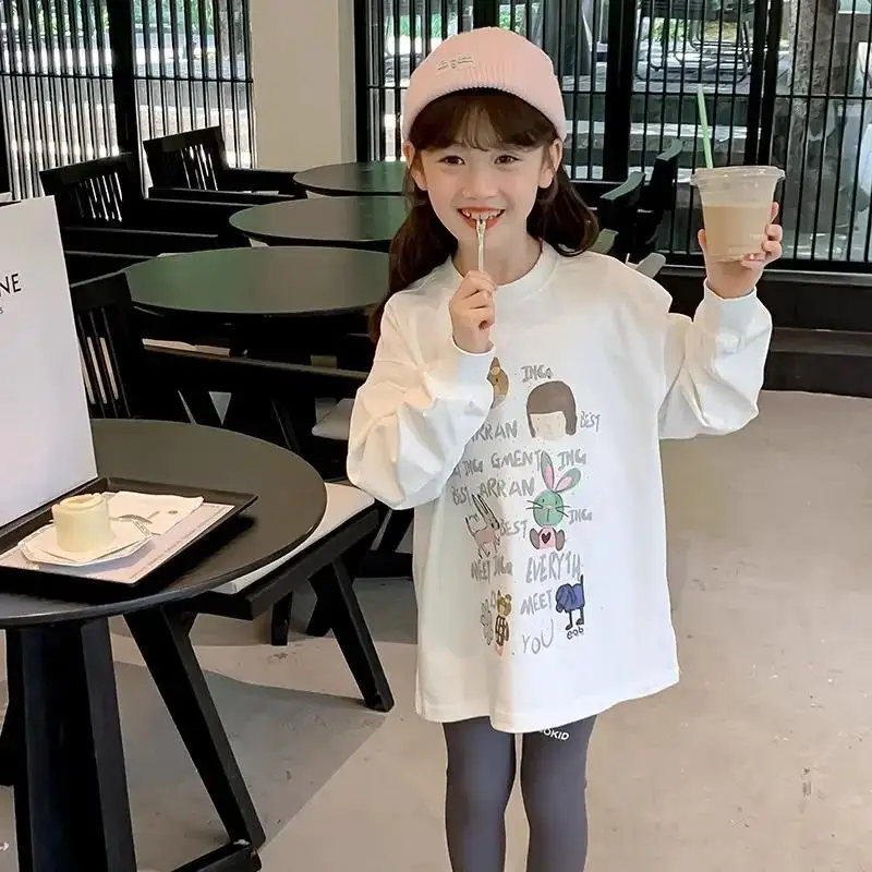 Spring and Autumn Girls' Long Sleeve T-shirt New Mid to Large Children's White Base Shirt Top
Spring and Autumn Girls' Long Sleeve T-shirt New Mid to Large Children's White Base Shirt Top