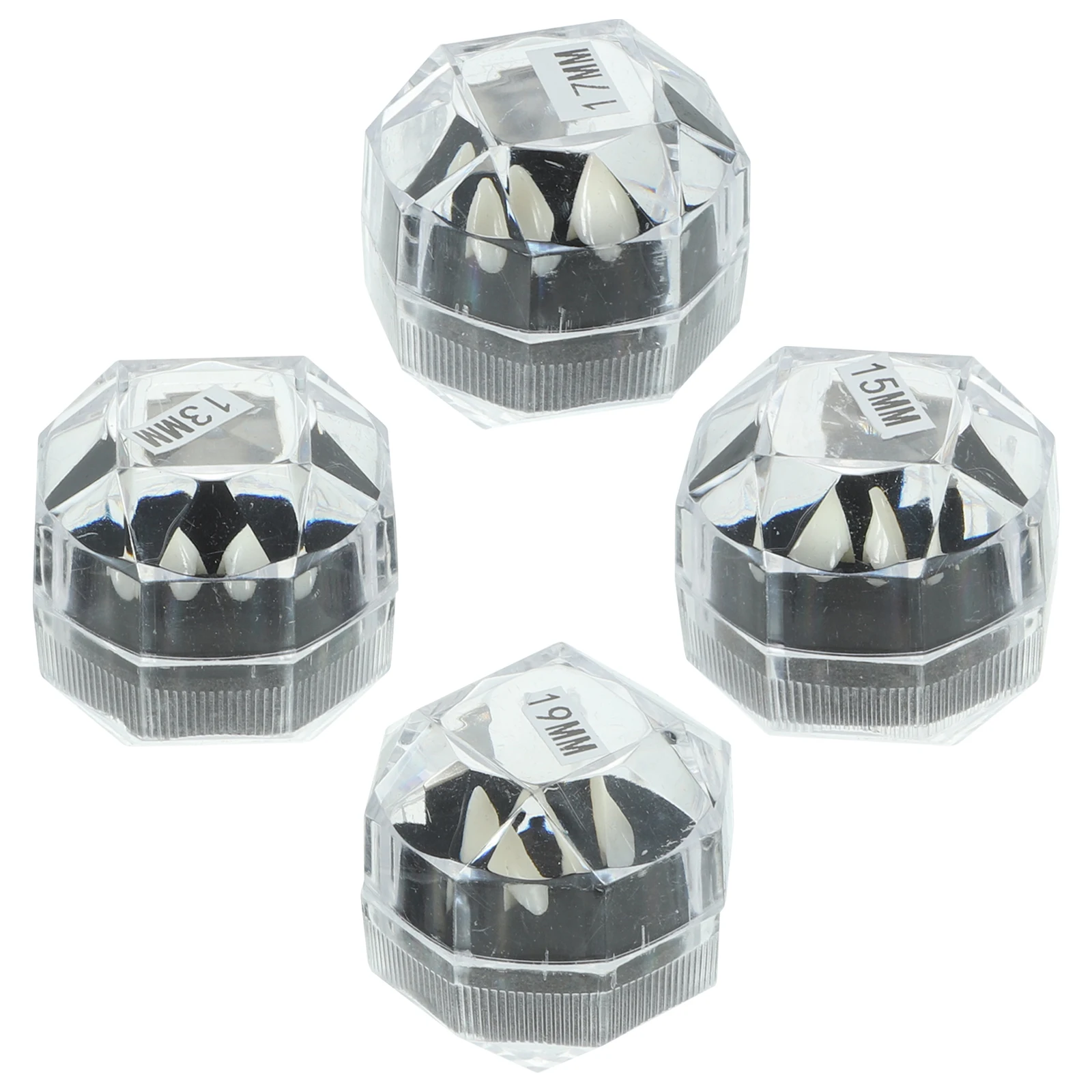 4 Pcs Dentures 13mm 15mm 17mm 19mm Fang Caps Realistic Teeth Halloween Props Cosplay Toy
4 Pcs Dentures 13mm 15mm 17mm 19mm Fang Caps Realistic Teeth Halloween Props Cosplay Toy