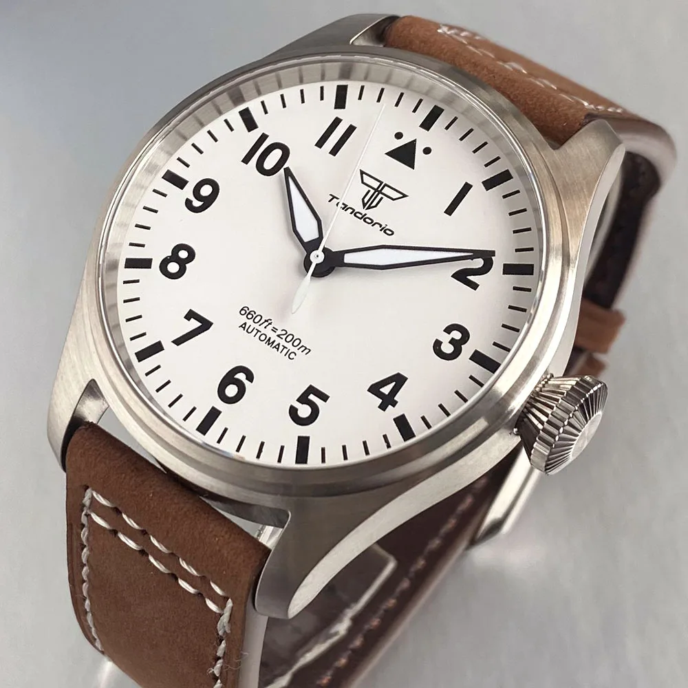 Часы Pilot NH35A, 43 мм, автоматические механические часы, 12 часов, арабские цифры, белый циферблат, сапфировое стекло в стиле ретро, водонепроницаемость 200 м
Часы Pilot NH35A, 43 мм, автоматические механические часы, 12 часов, арабские цифры, белый циферблат, сапфировое стекло в стиле ретро, водонепроницаемость 200 м