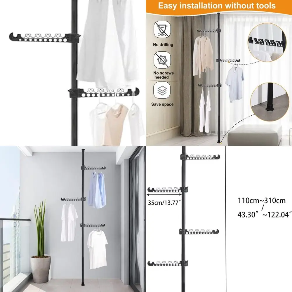 Expandable 5-Tier Clothes Drying Rack, Floor to Ceiling Corner Organizer, Black
Expandable 5-Tier Clothes Drying Rack, Floor to Ceiling Corner Organizer, Black