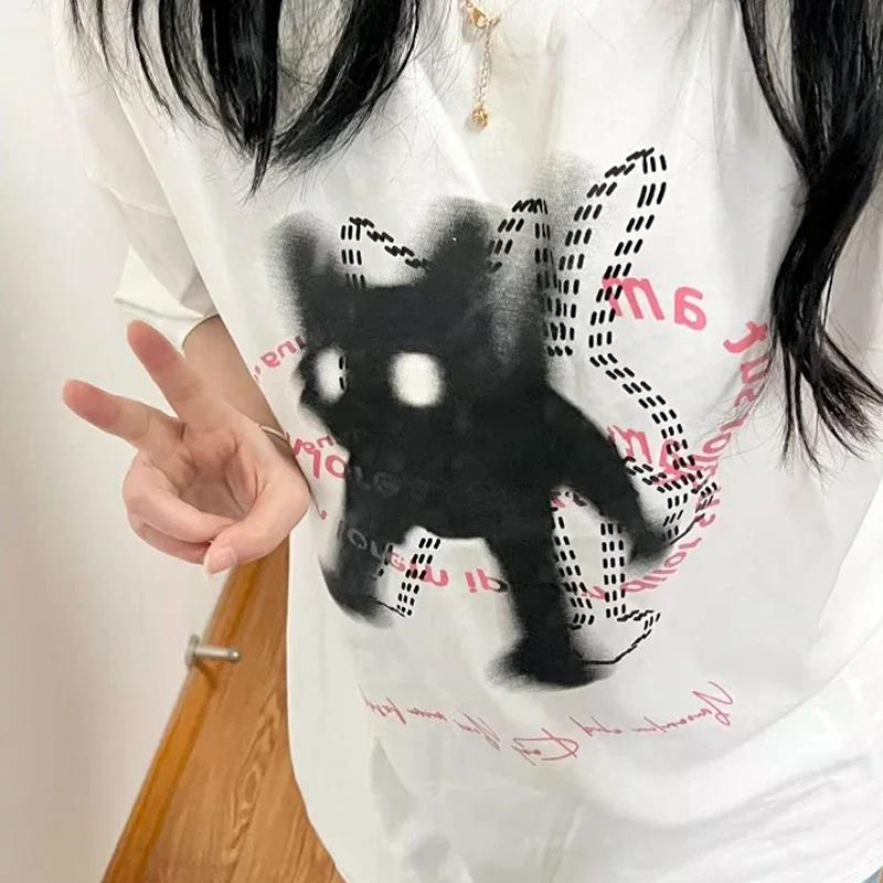 Kawaii Women T-shirt Cat Print Loose Fashion Tops Y2k Aesthetic Streetwear Casual All Match Grunge Harajuku Tshirts Top Y2k
Kawaii Women T-shirt Cat Print Loose Fashion Tops Y2k Aesthetic Streetwear Casual All Match Grunge Harajuku Tshirts Top Y2k