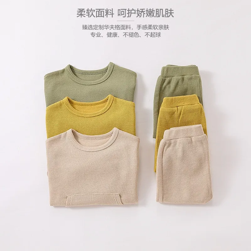 Solid Color Boys and Girls Autumn Two-Piece Set Waffle Long Sleeve Infant Sweatshirt Clothing Set Clearance No Returns or Exchan 
Solid Color Boys and Girls Autumn Two-Piece Set Waffle Long Sleeve Infant Sweatshirt Clothing Set Clearance No Returns or Exchan