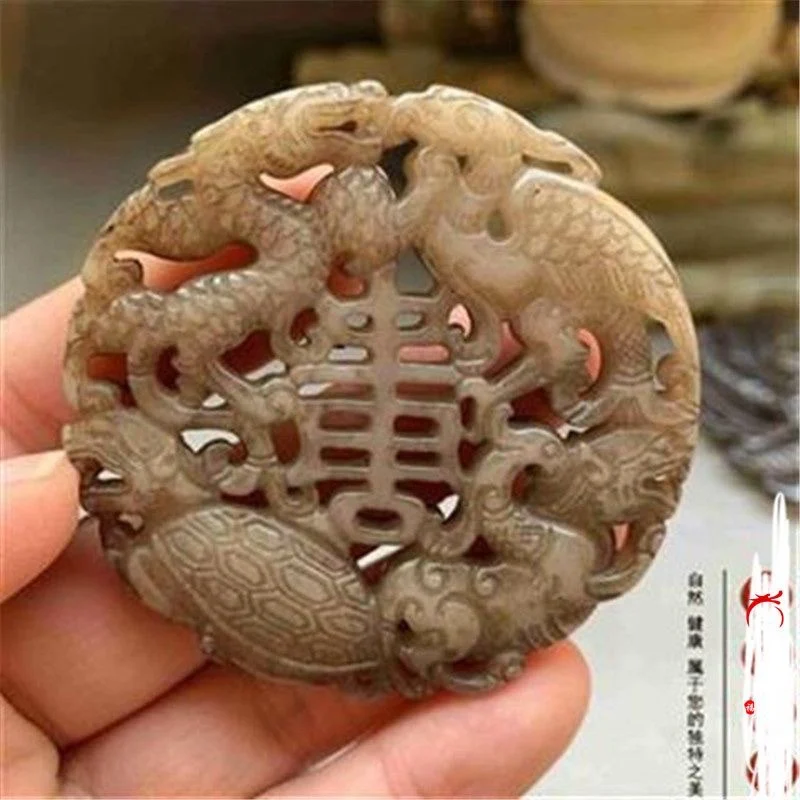 Warring States period jade, high Natural stone carving ware, antique pendant, four divine beasts
Warring States period jade, high Natural stone carving ware, antique pendant, four divine beasts