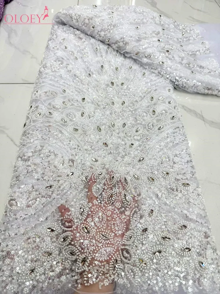 OLOEY African Groom Beaded Lace Fabric High Quality French Nigerian Sequin Lace Fabric for Bridal Wedding Party Material
OLOEY African Groom Beaded Lace Fabric High Quality French Nigerian Sequin Lace Fabric for Bridal Wedding Party Material