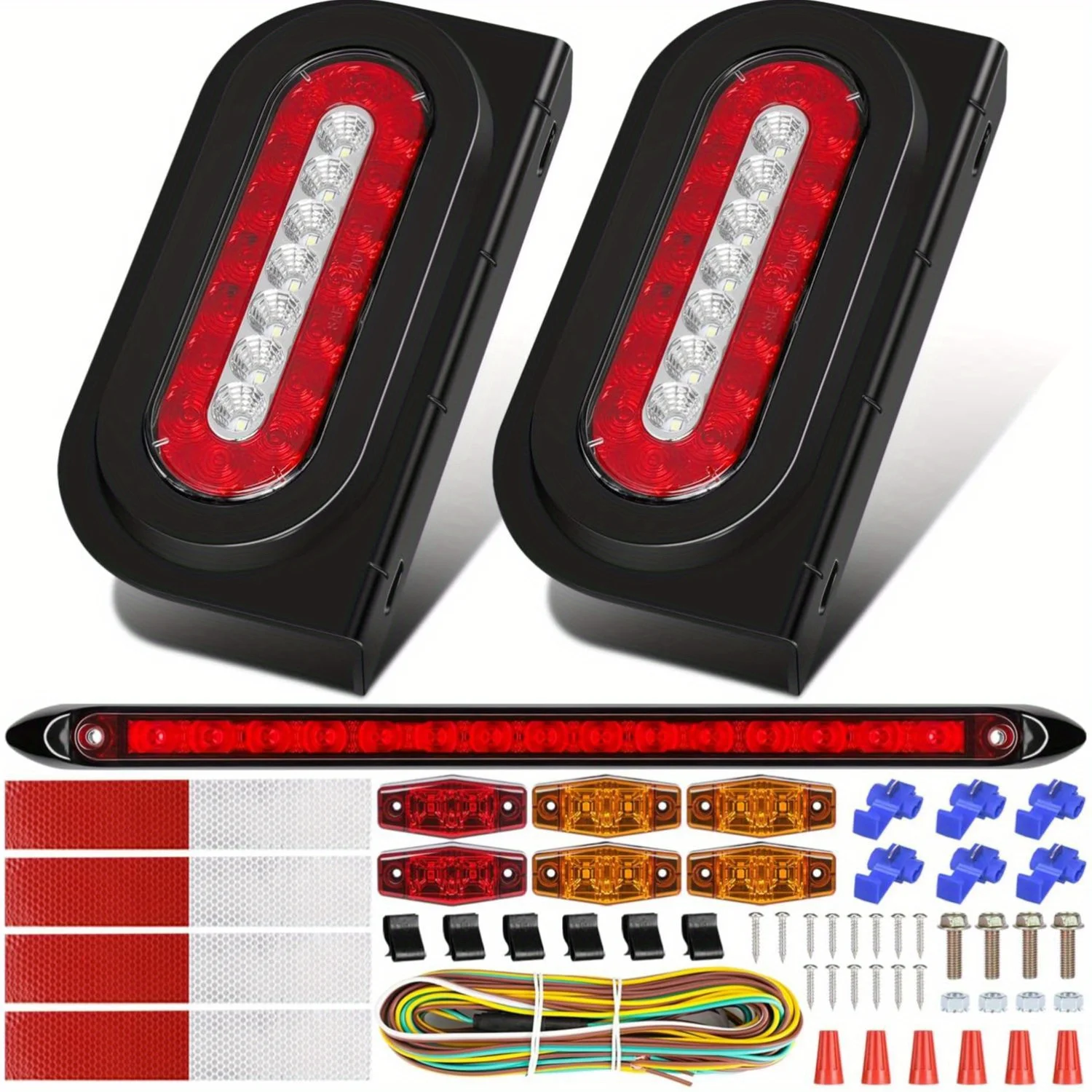 Oval Trailer Lights, 6 Inch Trailer Light LED Kit with Mounting Brackets, Trailer Wire Kit, Stop Brake and White Backup Reverse Trailer Lights for Boat RV Truck (Trailer Light Wire)
Oval Trailer Lights, 6 Inch Trailer Light LED Kit with Mounting Brackets, Trailer Wire Kit, Stop Brake and White Backup Reverse Trailer Lights for Boat RV Truck (Trailer Light Wire)