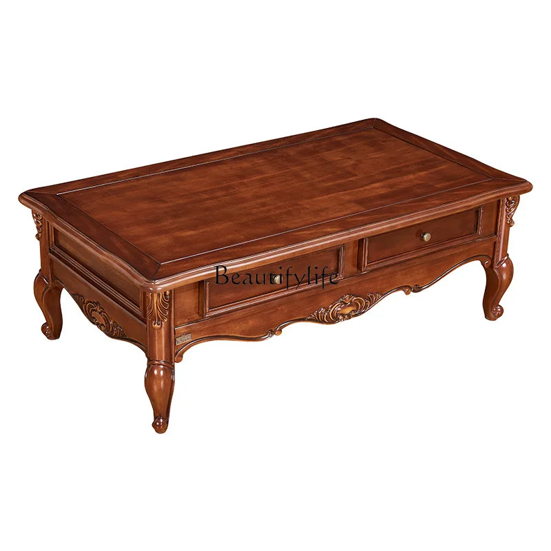 American 1.4-meter storage coffee table two pumping square carved living room small tea table
American 1.4-meter storage coffee table two pumping square carved living room small tea table