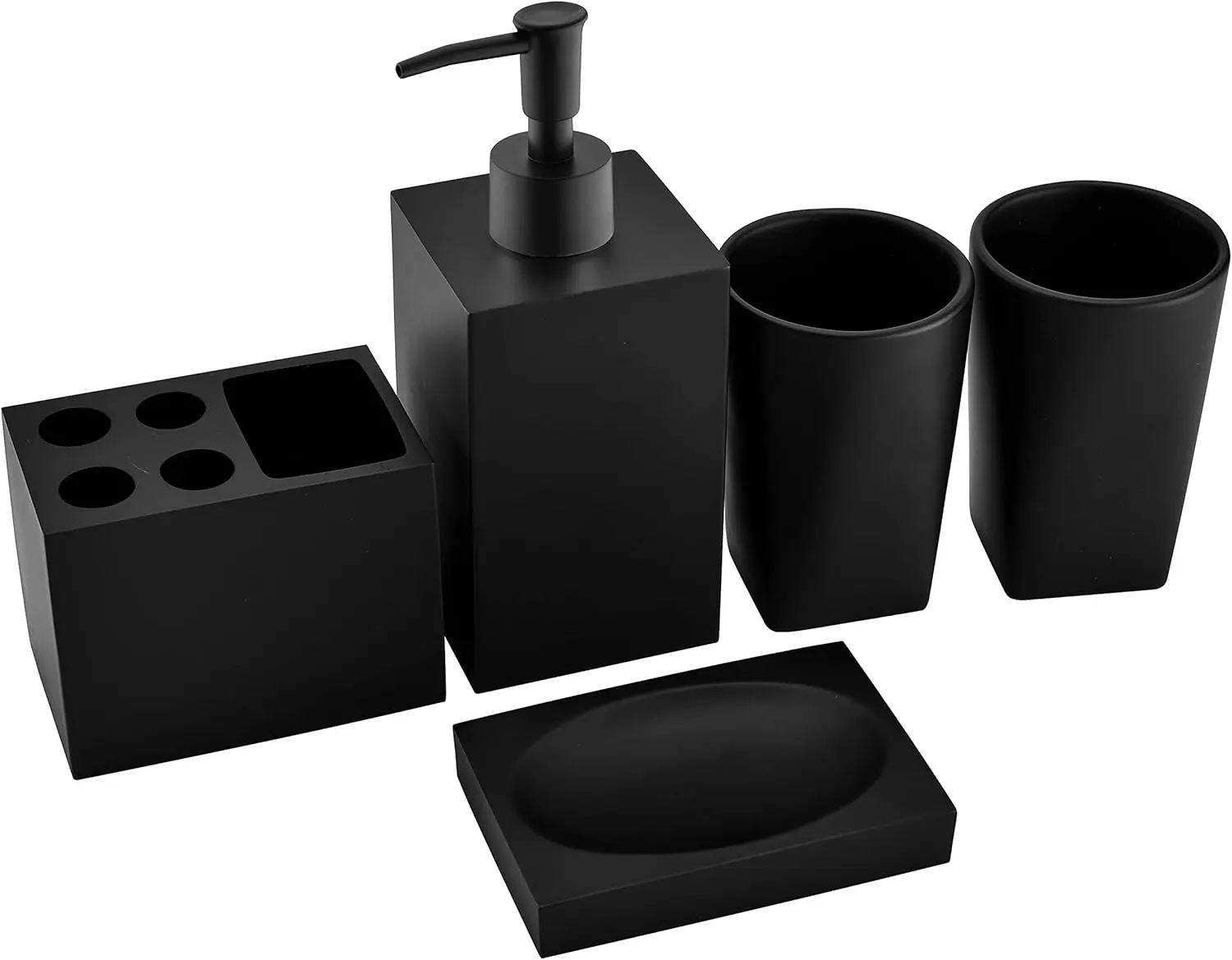 5-Piece Bathroom Accessory Set Matte Black, Modern Design Decorative Bathroom Accessory Set, Including a Soap Dispenser, Two Tum
5-Piece Bathroom Accessory Set Matte Black, Modern Design Decorative Bathroom Accessory Set, Including a Soap Dispenser, Two Tum