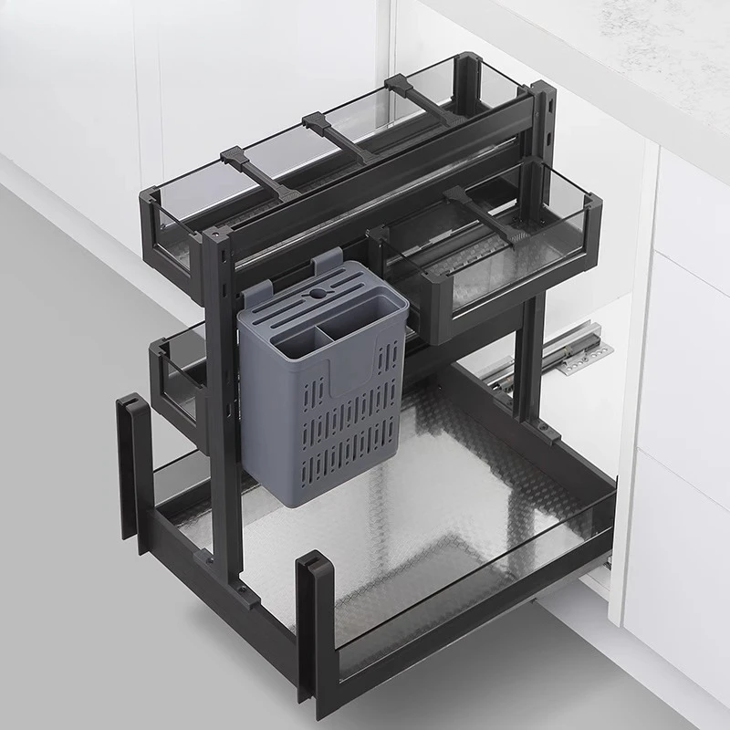 Shallow living basket kitchen cabinet space aluminum double-layer drawer type seasoning basket narrow cabinet seasoning
Shallow living basket kitchen cabinet space aluminum double-layer drawer type seasoning basket narrow cabinet seasoning
