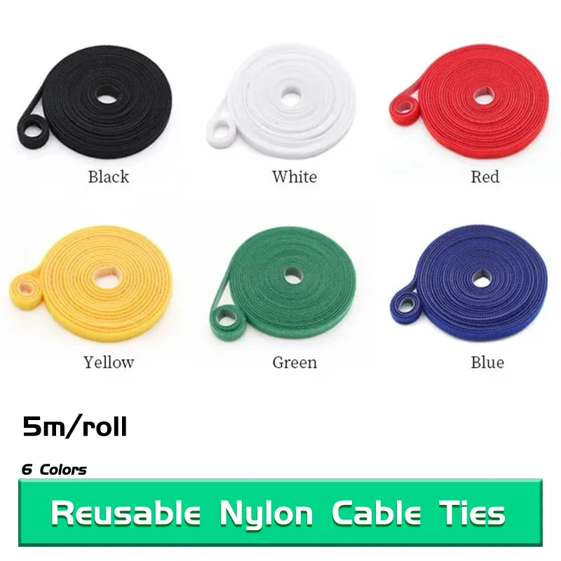 Cable Ties Reusable Loop Bundle Self Adhesive Fastener DIY 5m/roll Accessories Nylon Strap Organizer Clip Wire Holder Management
Cable Ties Reusable Loop Bundle Self Adhesive Fastener DIY 5m/roll Accessories Nylon Strap Organizer Clip Wire Holder Management