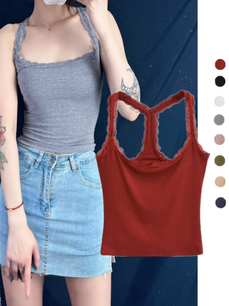 Американская майка с кружевной отделкой U-Ne, утягивающий дизайн с ремешками, уличная одежда Faion, чистый цвет, лето 2024, женский жилет
Американская майка с кружевной отделкой U-Ne, утягивающий дизайн с ремешками, уличная одежда Faion, чистый цвет, лето 2024, женский жилет