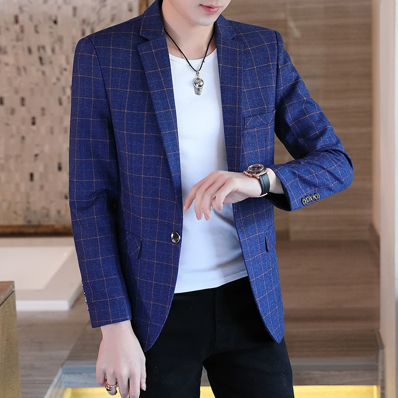 Men's Slim Fit Casual Plaid Jacket Single Piece Outerwear Trendy Korean Style Youthful Energy Polyester Viscose Fiber
Men's Slim Fit Casual Plaid Jacket Single Piece Outerwear Trendy Korean Style Youthful Energy Polyester Viscose Fiber