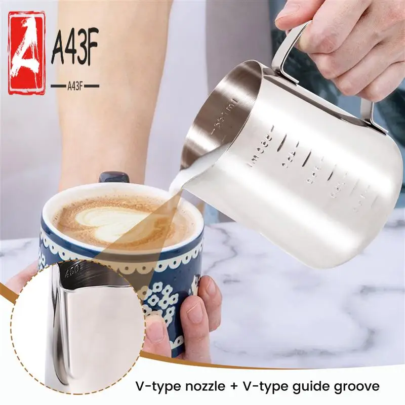 A43F-Milk Frothing Cup Coffee Latte Container Metal Pot Measuring Cup Coffee Latte Mug Coffee Utensils
A43F-Milk Frothing Cup Coffee Latte Container Metal Pot Measuring Cup Coffee Latte Mug Coffee Utensils