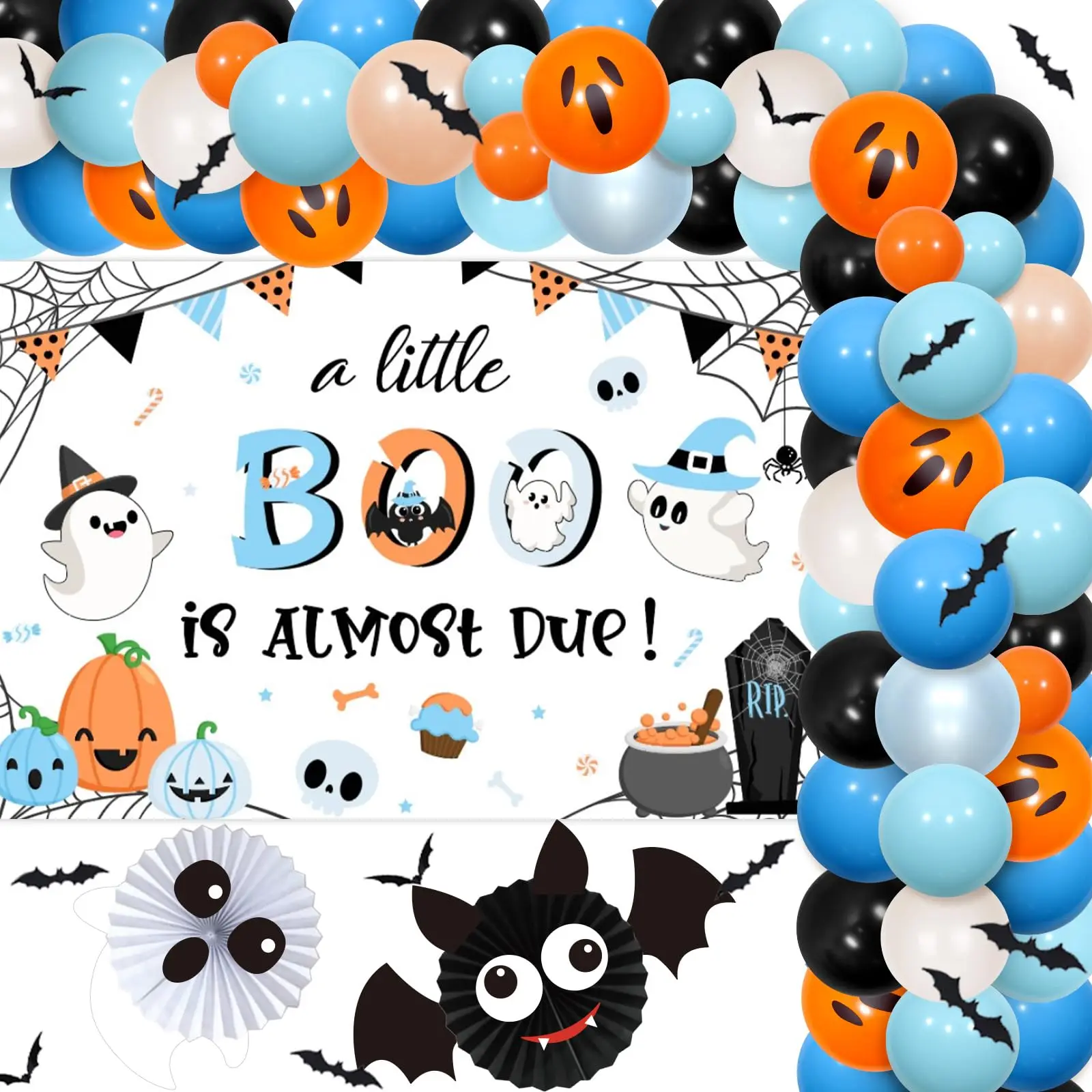 Funmemoir JOYMEMO Halloween Baby Shower Decorations Orange Blue - A Little Boo Is Almost Due Backdrop, Balloon
Funmemoir JOYMEMO Halloween Baby Shower Decorations Orange Blue - A Little Boo Is Almost Due Backdrop, Balloon