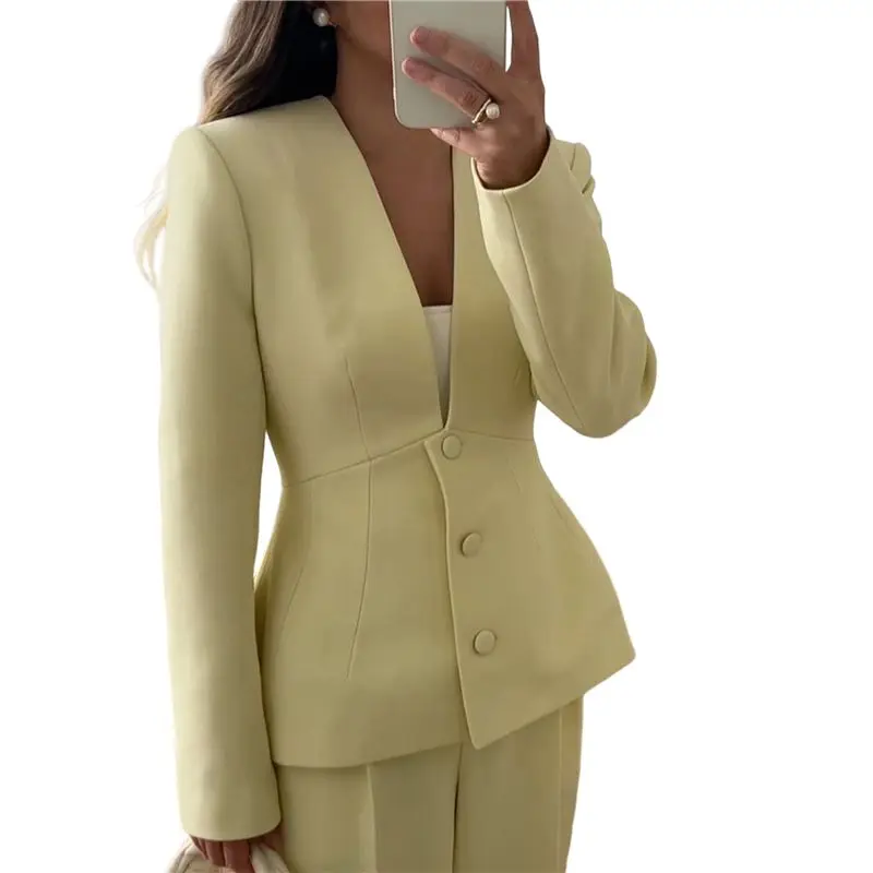 A24F-Women's Simple Fashion Deep V-Neck Spring Fall Casual Work Solid Color Long Sleeve Button Blazer Top
A24F-Women's Simple Fashion Deep V-Neck Spring Fall Casual Work Solid Color Long Sleeve Button Blazer Top