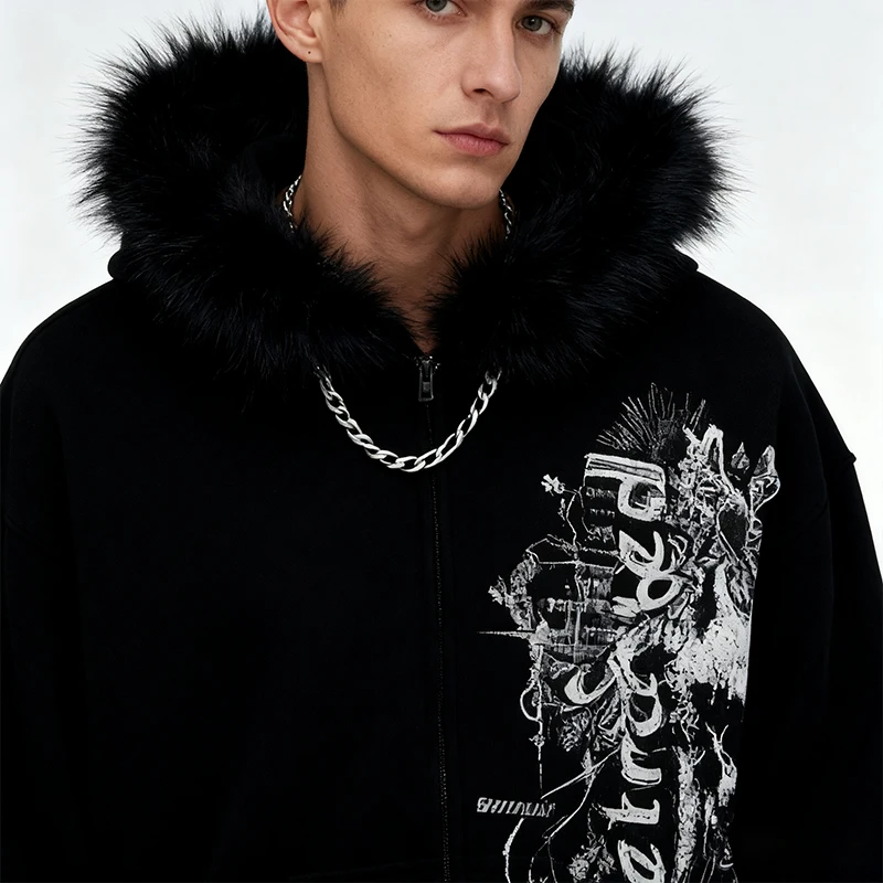 European and American style men's and women's Easter plush edge decorative jacket with cross wing pattern printed on it Y2K punk
European and American style men's and women's Easter plush edge decorative jacket with cross wing pattern printed on it Y2K punk