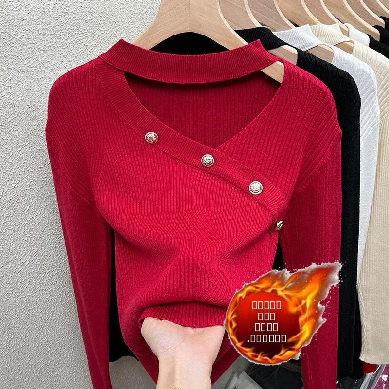 Women's Fce-Lined Thiened Hanging Ne Knitted Sweater Hollow out V-Ne Long Sve Warm Autumn Winter Top Faionable ...
Women's Fce-Lined Thiened Hanging Ne Knitted Sweater Hollow out V-Ne Long Sve Warm Autumn Winter Top Faionable ...