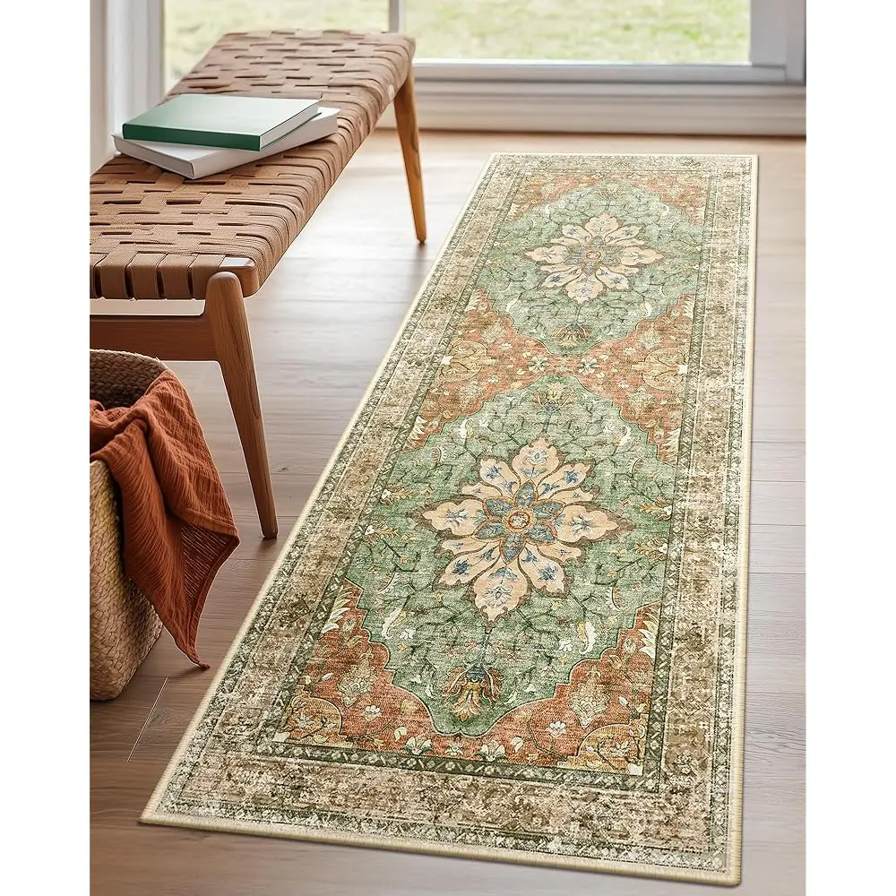 Area Rugs 2'X6' Washable Non-Slip, Floral Vintage Distr Print Pattern Medallion Carpet For Living Room Bedroom Dining Room, Bri
Area Rugs 2'X6' Washable Non-Slip, Floral Vintage Distr Print Pattern Medallion Carpet For Living Room Bedroom Dining Room, Bri