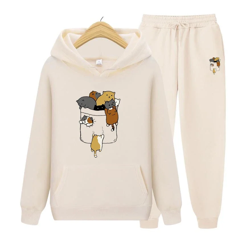 Cartoon Cat Crawling Printed Spring Autumn Kawaii Hooded Set Women Fashion Pullover Sweatshirt Harajuku Oversized Hoodie Set
Cartoon Cat Crawling Printed Spring Autumn Kawaii Hooded Set Women Fashion Pullover Sweatshirt Harajuku Oversized Hoodie Set