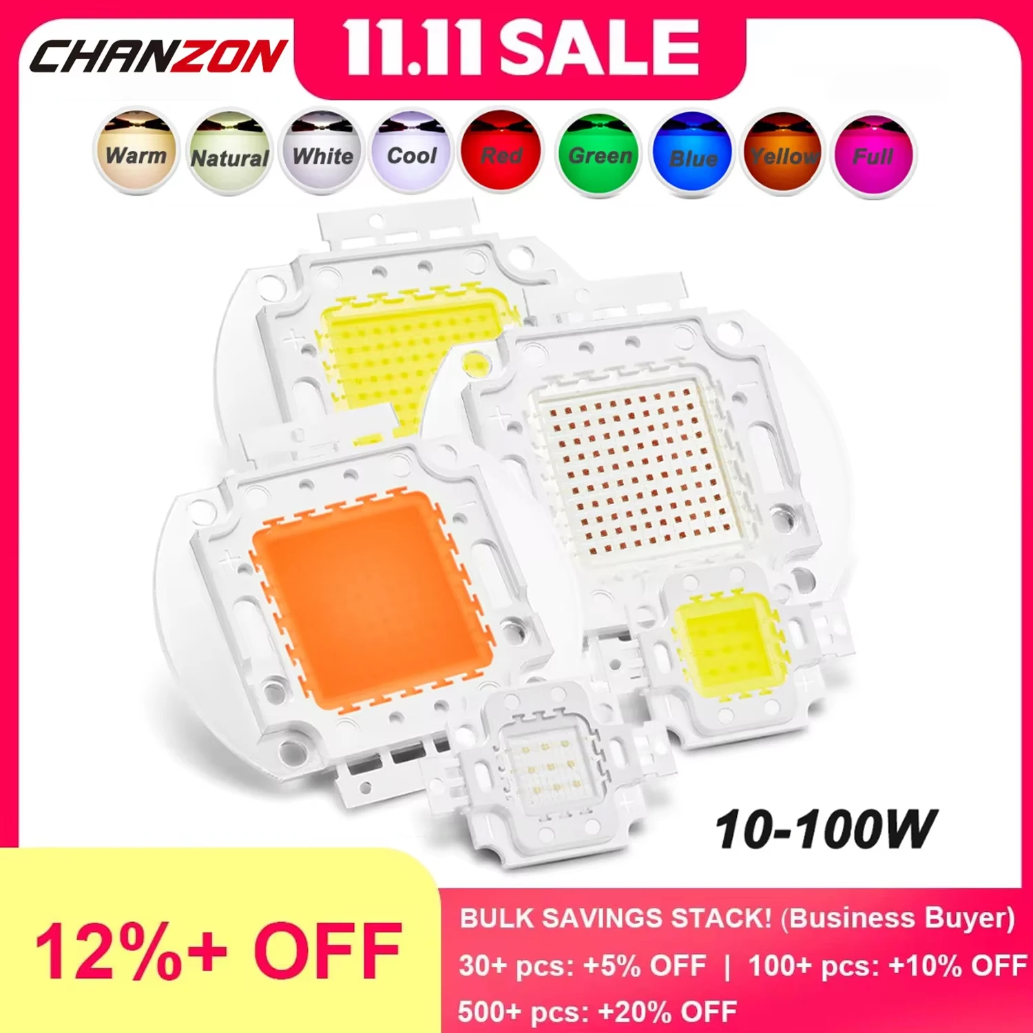 CHANZON 1pc High Power LED Chip 10W 20W 30W 50W 100W Warm Natural Cold White Red Green Blue Yellow RGB 440NM 660NM Full Spectrum
CHANZON 1pc High Power LED Chip 10W 20W 30W 50W 100W Warm Natural Cold White Red Green Blue Yellow RGB 440NM 660NM Full Spectrum