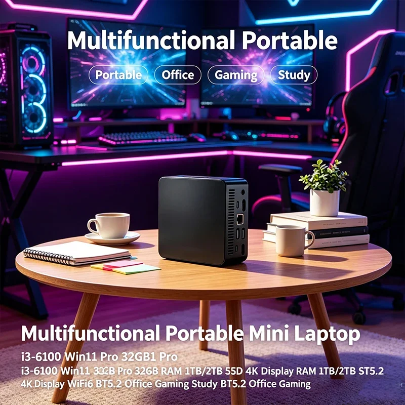 Portable Mini Laptop I3-6100 Win11 Pro 32GB RAM Large SSD 4K Screen WiFi6 BT5.2 All-round Office Game Study Notebook
Portable Mini Laptop I3-6100 Win11 Pro 32GB RAM Large SSD 4K Screen WiFi6 BT5.2 All-round Office Game Study Notebook