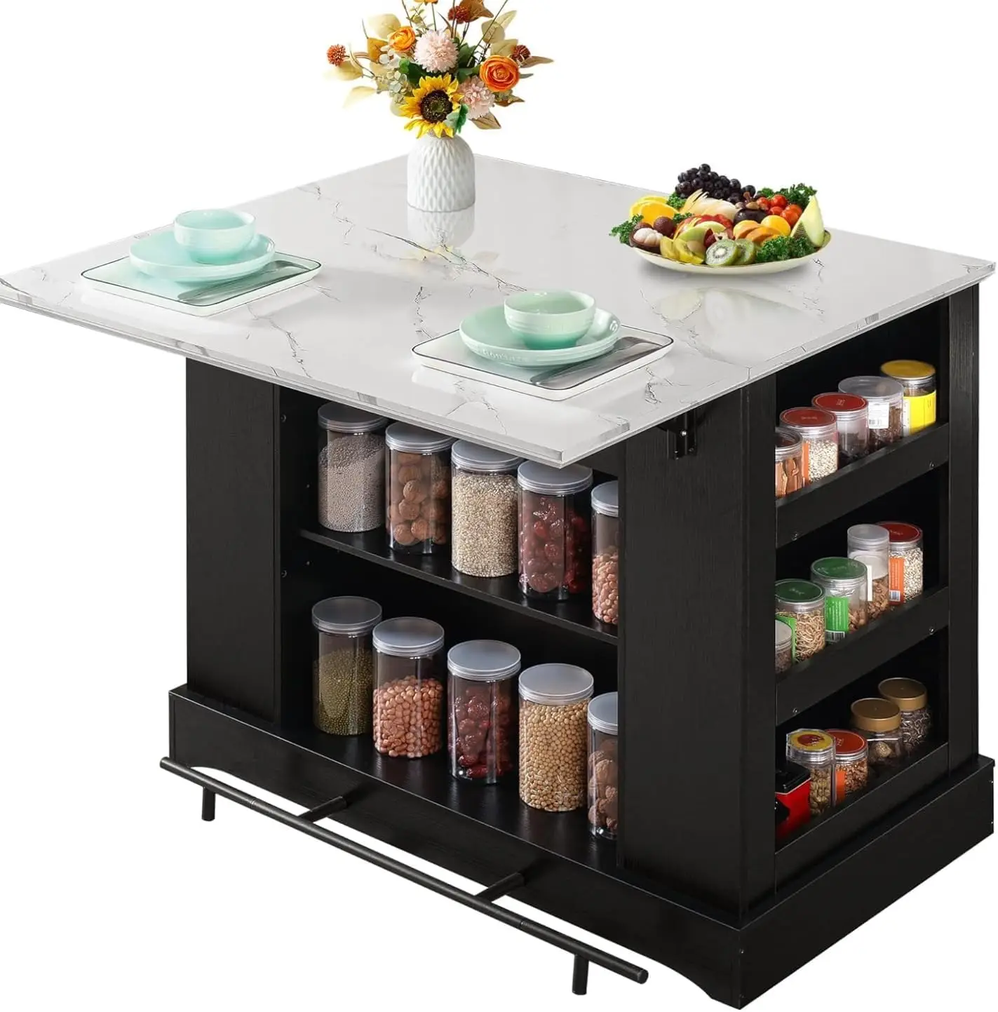 Large Kitchen Island with Storage & Power Outlet, Drawer, Adjustable Shelves, Side Open Compartments, and Drop Leaf,Isl
Large Kitchen Island with Storage & Power Outlet, Drawer, Adjustable Shelves, Side Open Compartments, and Drop Leaf,Isl